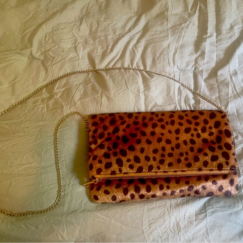 Cheetah fur crossbody purse